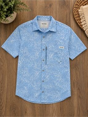 XCaster Outdoor Blue Men's Fishing Short-Sleeve Button-Up Shirt